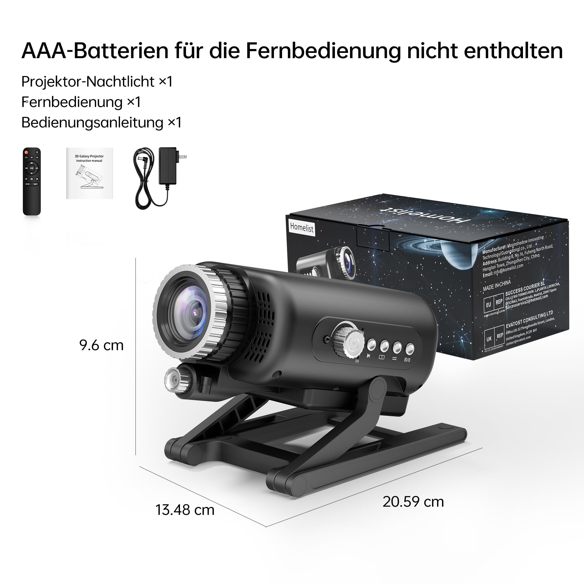 Homelist 3D Sternenhimmel Projektor mit 60 Themen, Galaxy Projektor mit Bluetooth Lautsprecher & Weißes Rauschen