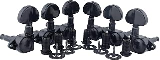 Guyker Guitar Machine Heads (3L + 3R Handed) – 1:21 Sealed Tuners Tuning Key Pegs with Big handle Replacement for Electric, Folk or Acoustic Guitars – Black, GK102B