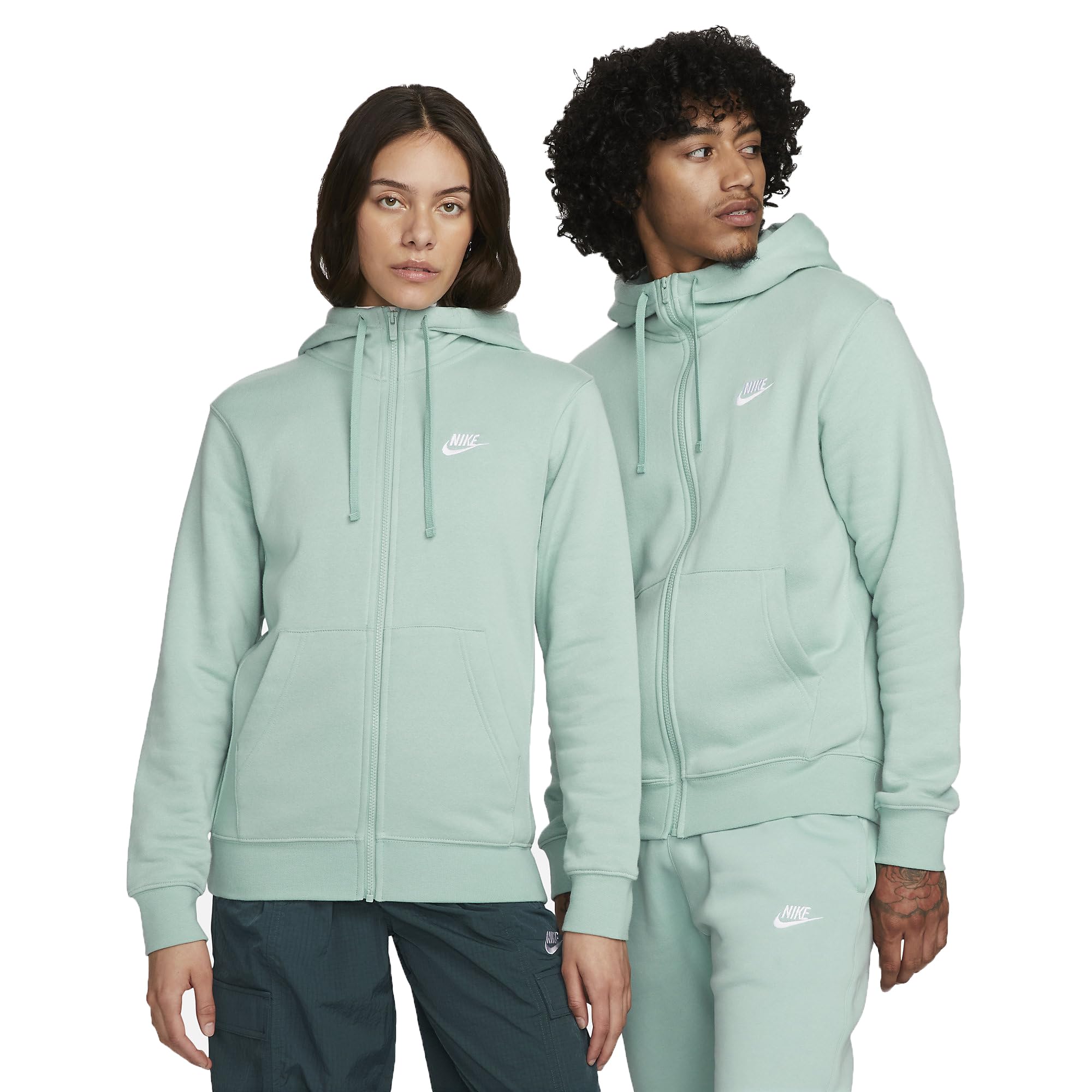 NIKE BV2645-309 M NSW CLUB HOODIE FZ BB Sweatshirt Men's MINERAL/MINERAL/WHITE Size 2XL