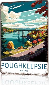 Vintage Metal Signs Poughkeepsie Travel Poster Wall Art for Home Living Room Garage Bar Decor 8X12inch