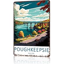 Vintage Metal Signs Poughkeepsie Travel Poster Wall Art for Home Living Room Garage Bar Decor 8X12inch
