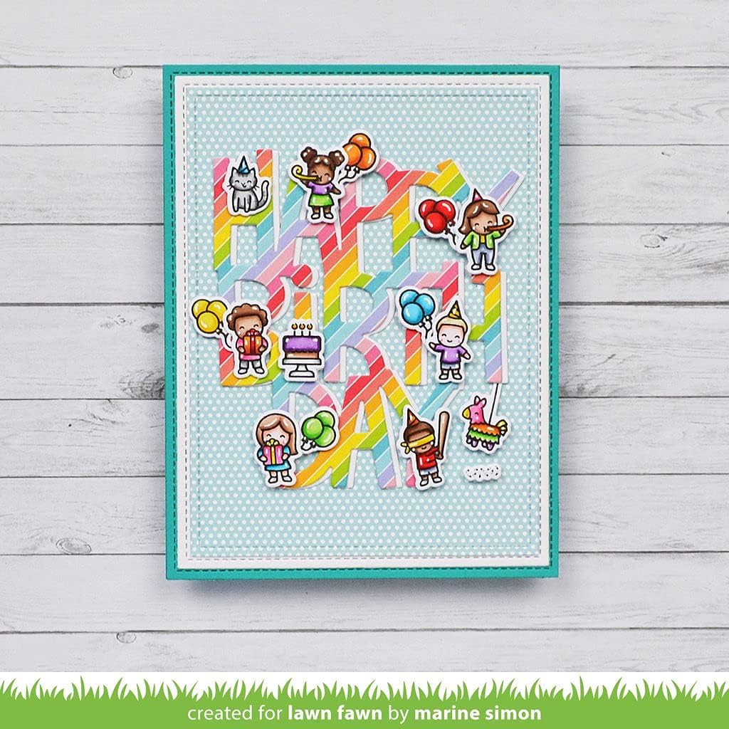 Lawn Fawn - Tiny Birthday Friends Stamps and Dies - 2 Item Bundle