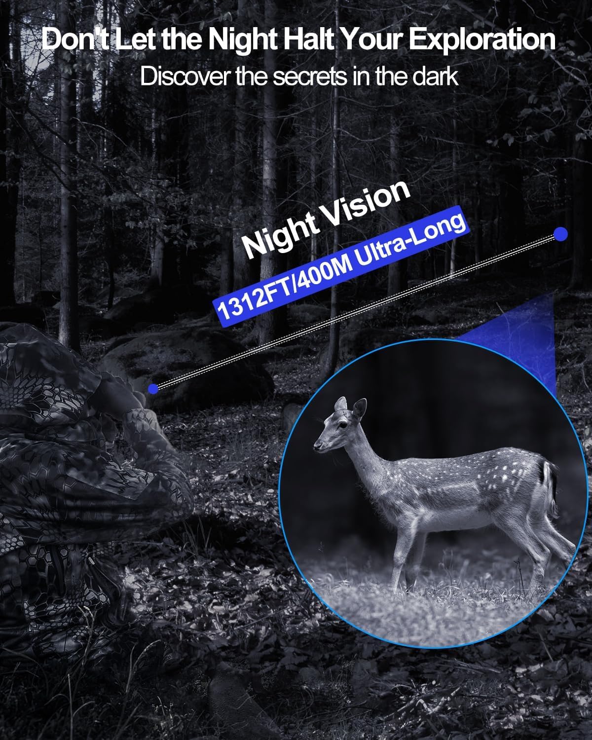 Binoculares Visión Nocturna 4k,Dowesyeen Prismaticos Pprofesinales Largo Alcance 6000mAh Recargable Infrarrojos Vision Diurna Nocturna Digital con 3" 1080FHD LCD TFT para Tomar Fotos y Videos