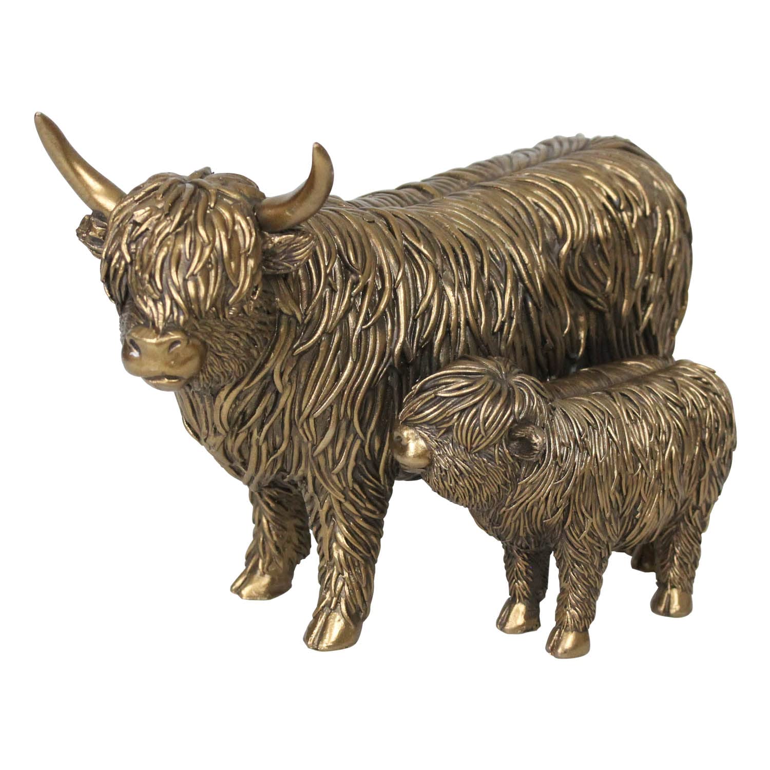 The Leonardo Collection Bronze Highland Cow & Calf Figurine For Home & Office | Home Decor Ornaments Gift For Women & Men | Beautiful Figurine For Indoor & Outdoor | Living Room Decor Ornaments
