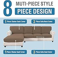 Vista 32 de H.VERSAILTEX 2025 New Sectional Couch Covers 8 Pieces Stretch Sofa Covers for Sectional Sofa Set Separate L Shaped Couch Cover for Both Left/Right