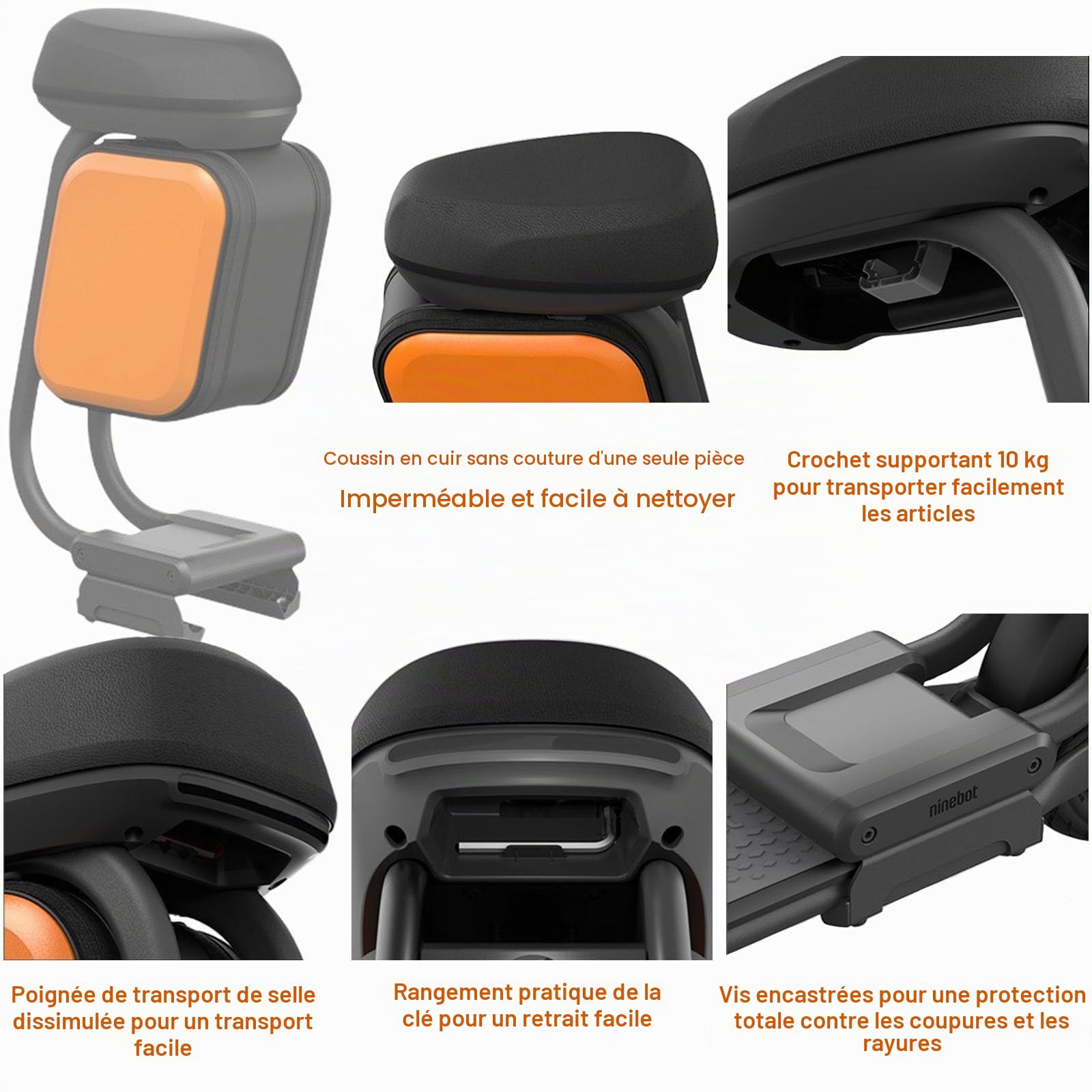 Selle de siège de Scooter électrique, pour Segway Ninebot F20 F25 F30 F40, siège de Selle de Scooter électrique Confortable Absorbant Les Chocs, siège de Selle Universel