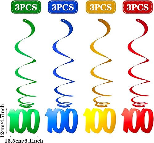 Miniatura 4 de Juego de 60 pulseras de silicona con insignias y espirales colgantes, 60 piezas para el día 100 de escuela, decoración de fiesta para niños de