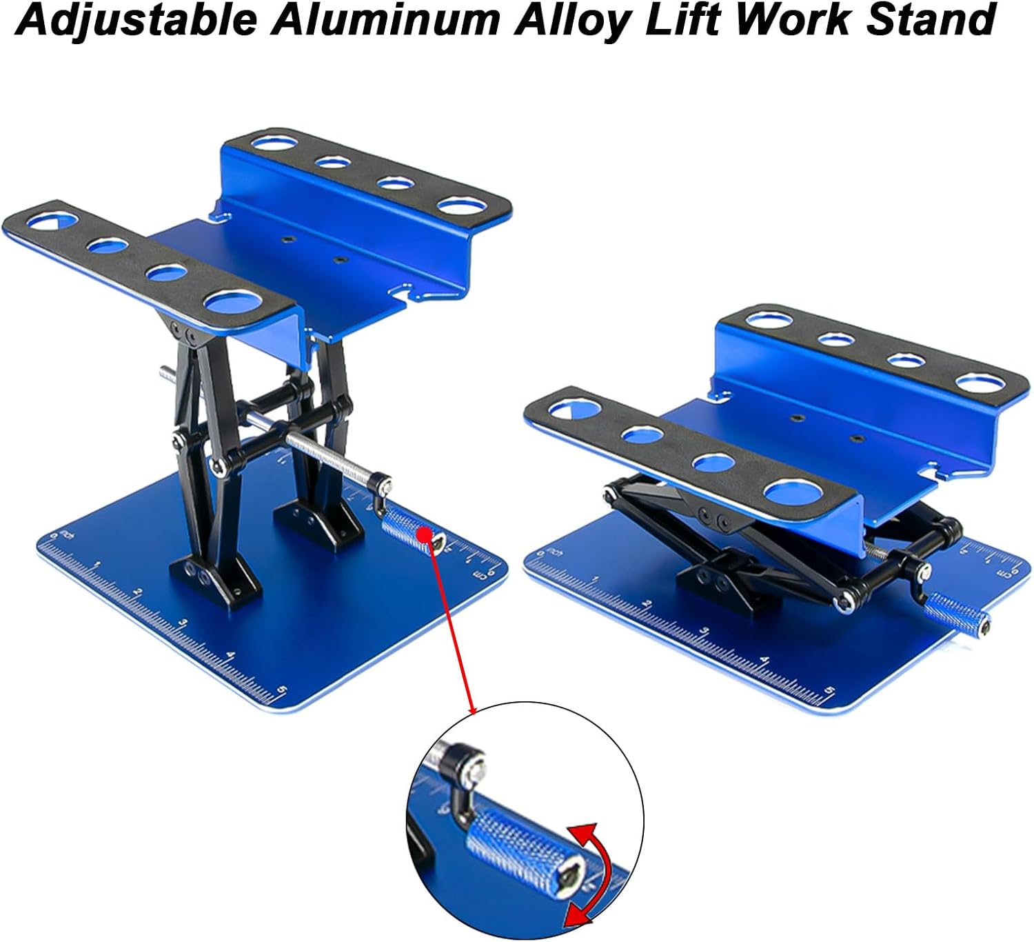 RC Car Stand Aluminum Alloy Lift Work Stand Repair Workstation for 1/8 1/10 1/12 1/16 Scale RC Crawler Car Truck Buggies (Blue)