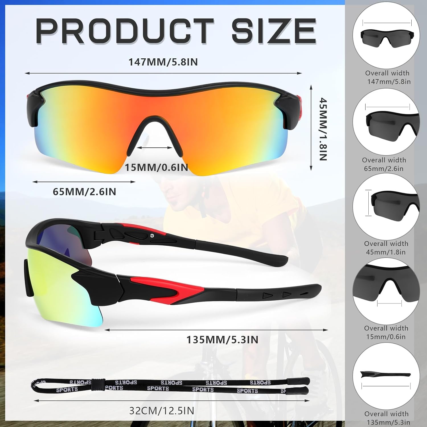 Hifot Cycling Glasses Men Women Polarised Sports Sunglasses with UV400 Protection Lightweight Running Glasses Cycling Glasses Sports Sunglasses for Driving Cycling Fishing Running Baseball Golf MTB image 2