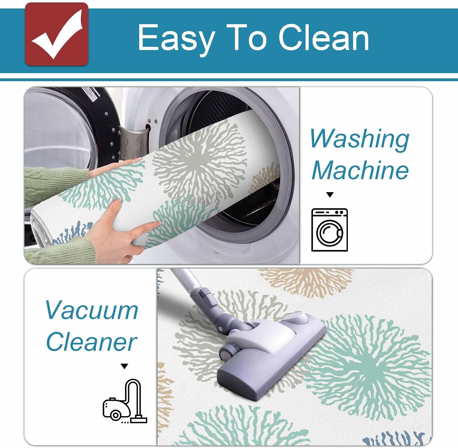 Prime Leader Light Green Floral Kitchen Mat Set 2 Pieces Modern Light Blue Green Khaki Dandelion Flowers Non Slip Kitchen Rugs Washable Runner Rug Mats for Sink Laundry (19.7" x 31.5"+19.7" x 63")