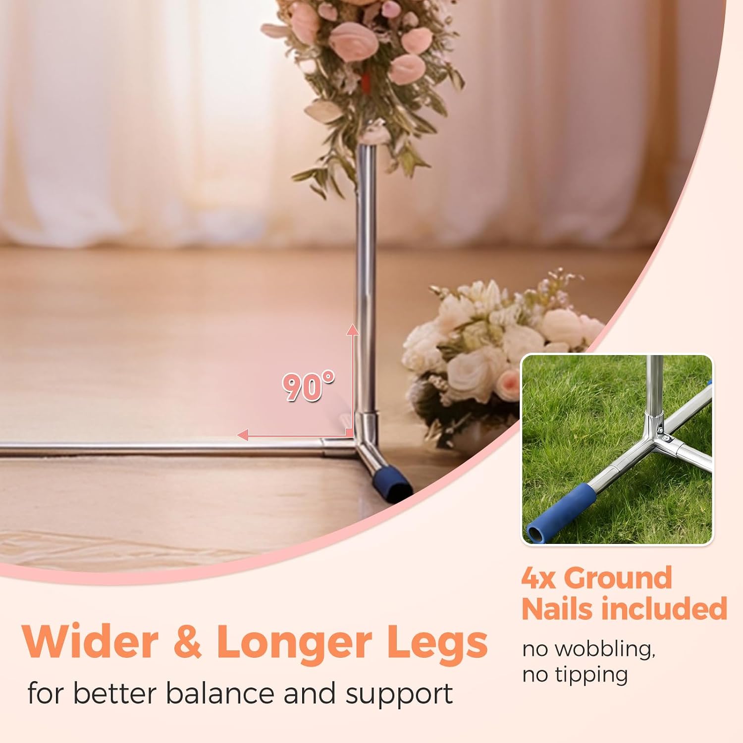 Wedding Arch Stand, 7x4FT Arch for Wedding Ceremony, Square Backdrop Metal Stand Frame Heavy Duty for Party, Garden, Anniversary, Baby Shower, Outdoor, Indoor, Rectangle Archway for Balloon Decoration