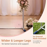 Vista 6 de Soporte de arco de boda, arco de 7 x 4 pies para ceremonia de boda, marco de soporte cuadrado de metal resistente para fiesta, jardín, aniversario