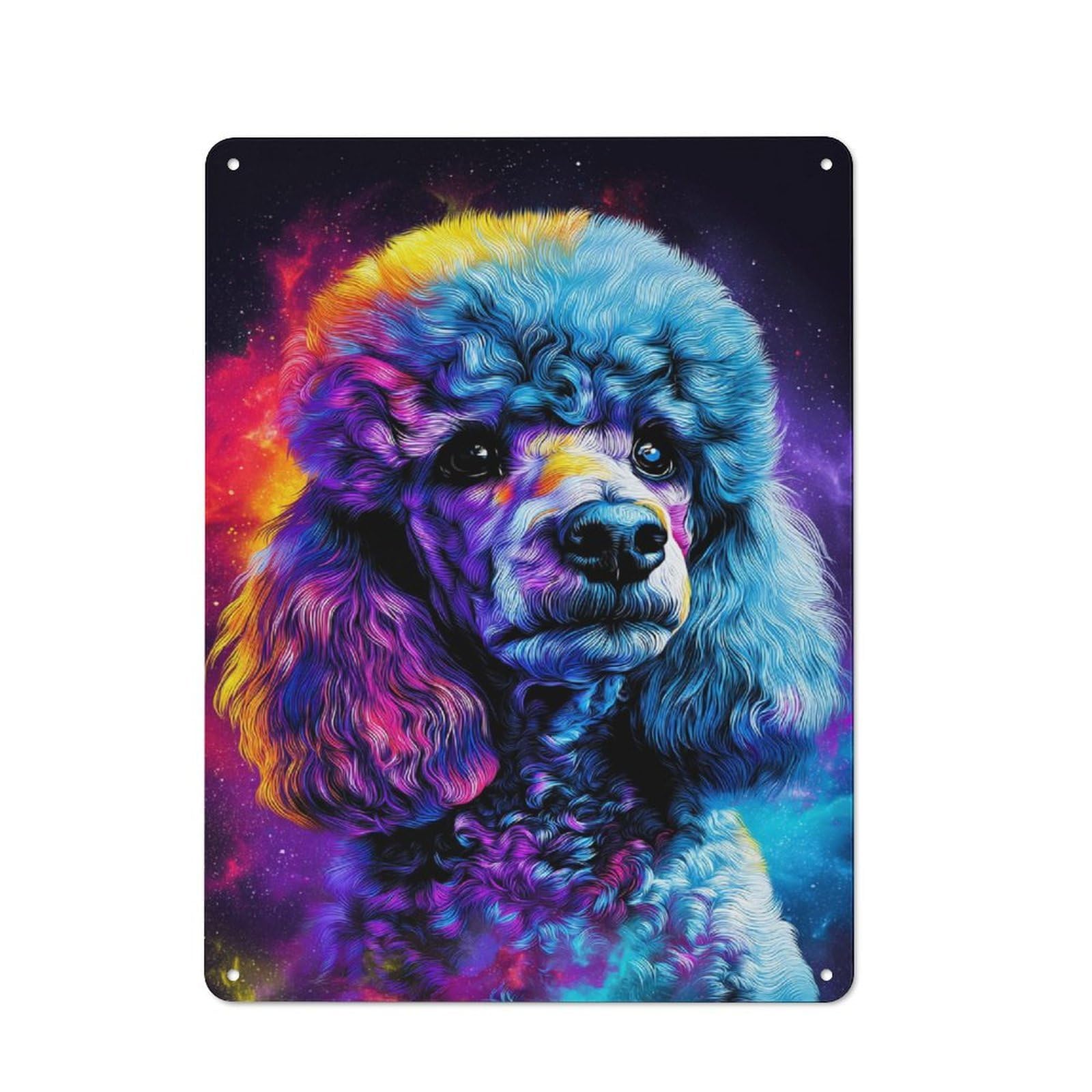 Junmoney Rainbow Poodle In Space Retro Metal Wall Sign 40X30cm For Studio Or Craft Room, For Metal Sign Collectors, For Garage And Workshop Walls