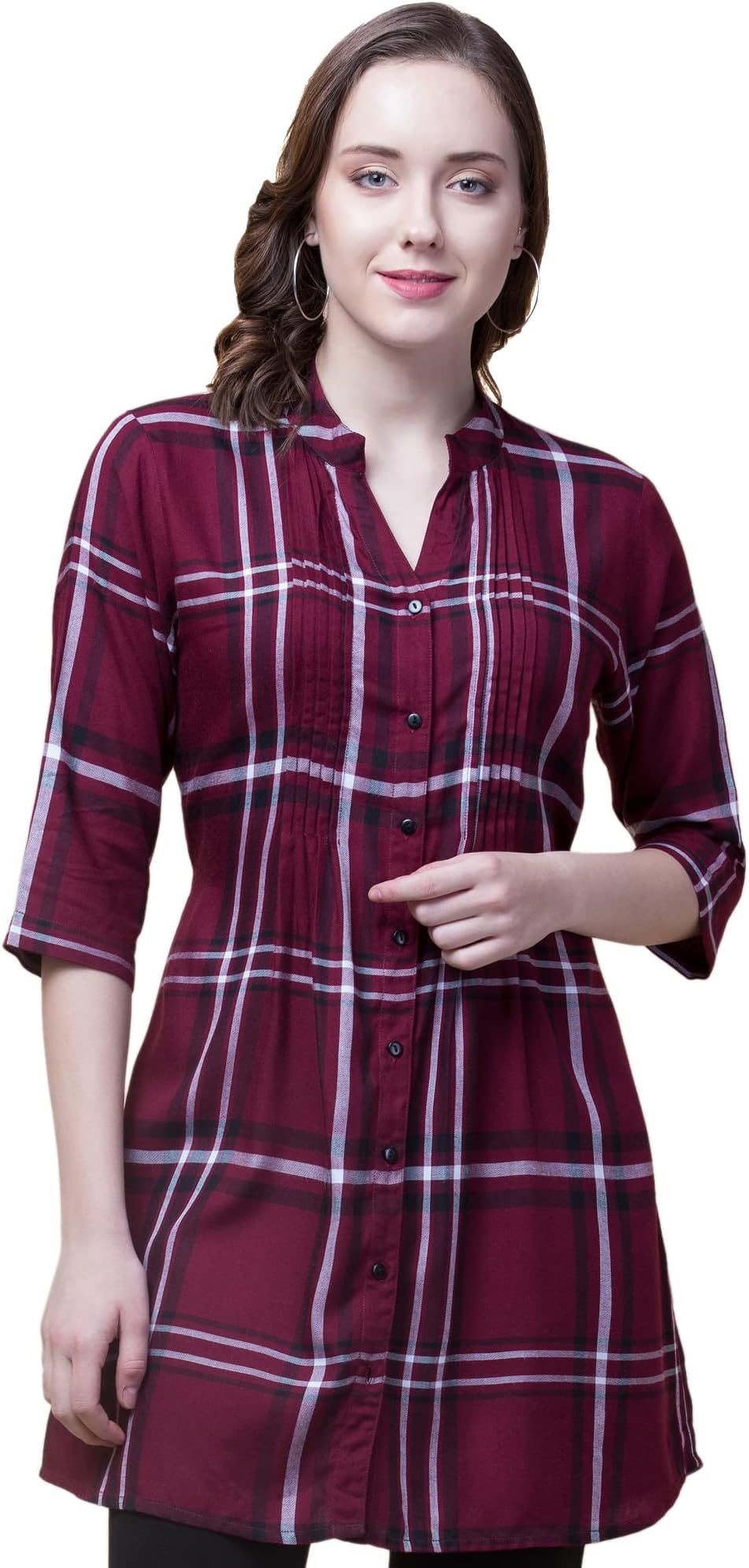 Hive91Checkered Shirt Dress for Women Made of Fabric