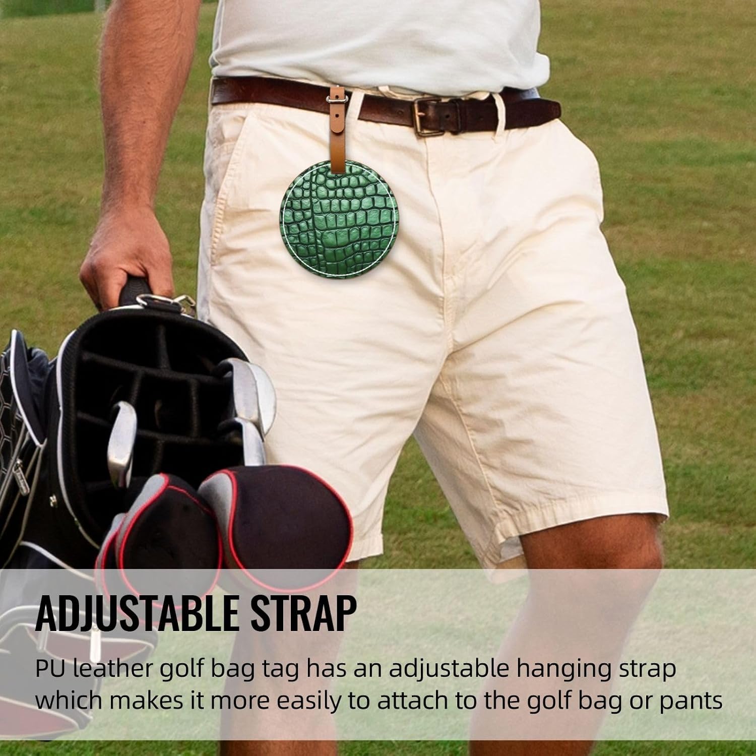 Green Crocodile Black Printed Golf tee Storage Bag - for Men only, Durable PU Material, Easy to Carry, Enhance The Golf Experience