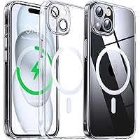 Flyzoo Cover Magnetica Trasparente per iPhone 15 - [con Pellicola di Protezione Fotocamera]