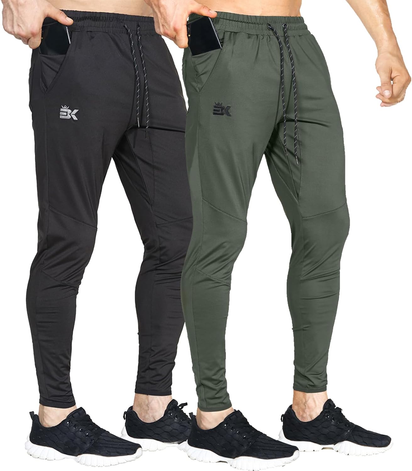 BROKIG Mens Lightweight Gym Jogger Pants,Men's Workout Sweatpants with Zip Pocket