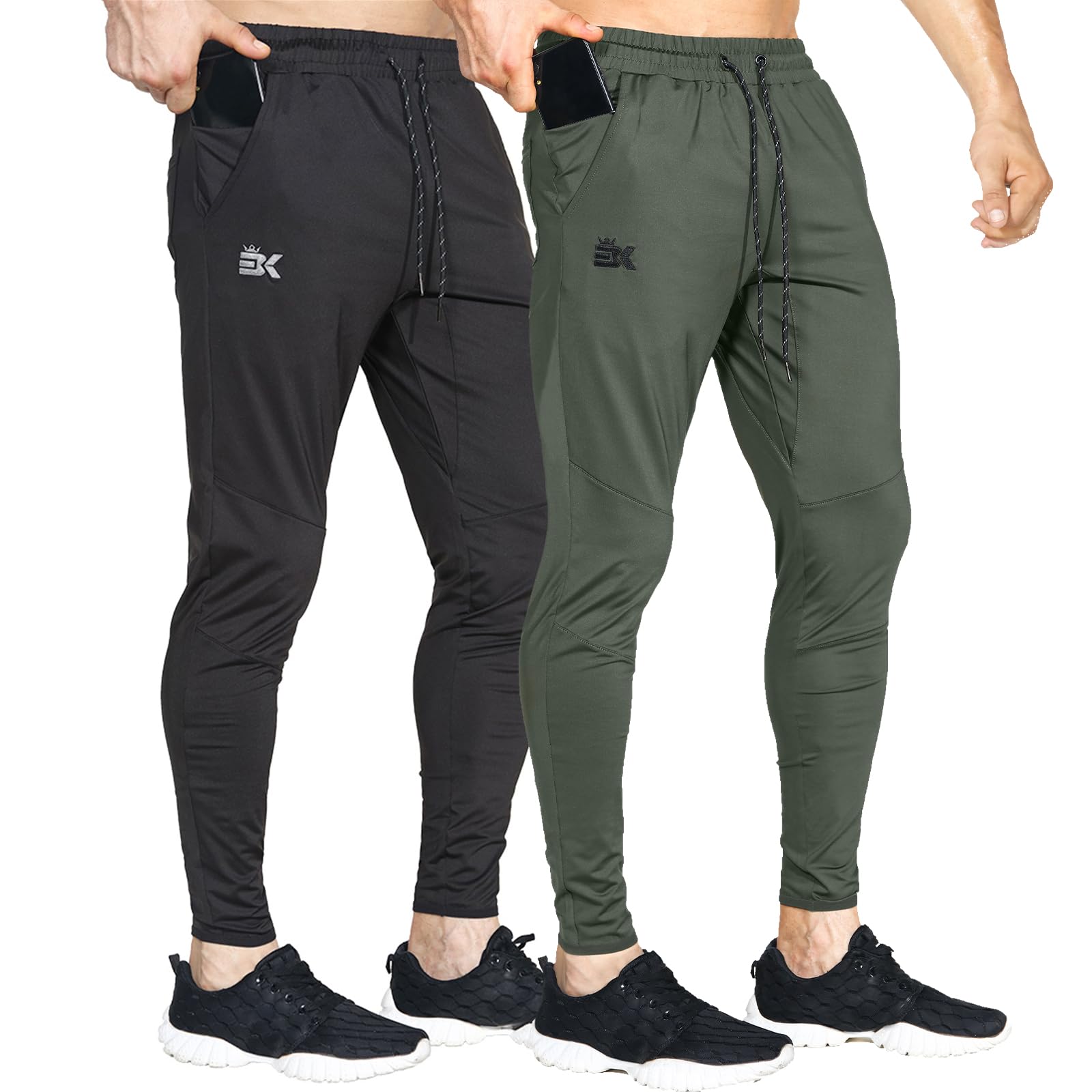 Mens Lightweight Gym Jogger Pants Workout Sweatpants Zip Pocket