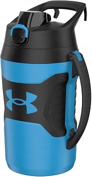 Under Armour Half Gallon Water Bottle Insulated, 64oz Insulated Water Bottle with Handle, Fence Hook, Leak Resistant, for Baseball, Football & More, Ether Blue/Ether Blue