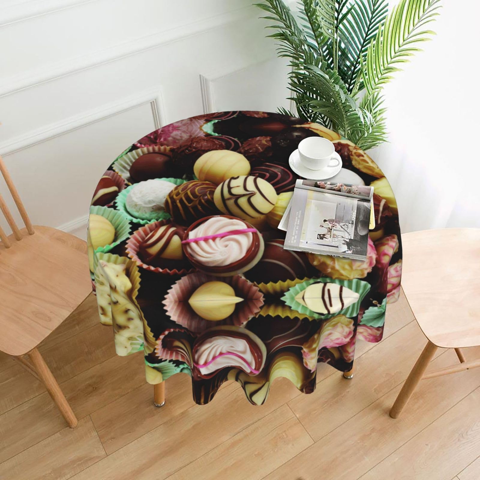 hhxvcv Chocolate Round Tablecloth – Dining Table Cover