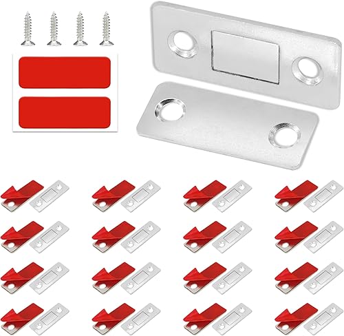 Pestillo magnético para gabinete, paquete de 20 cierres magnéticos ultrafinos para puerta de gabinete, imanes adhesivos para armario de cocina,
