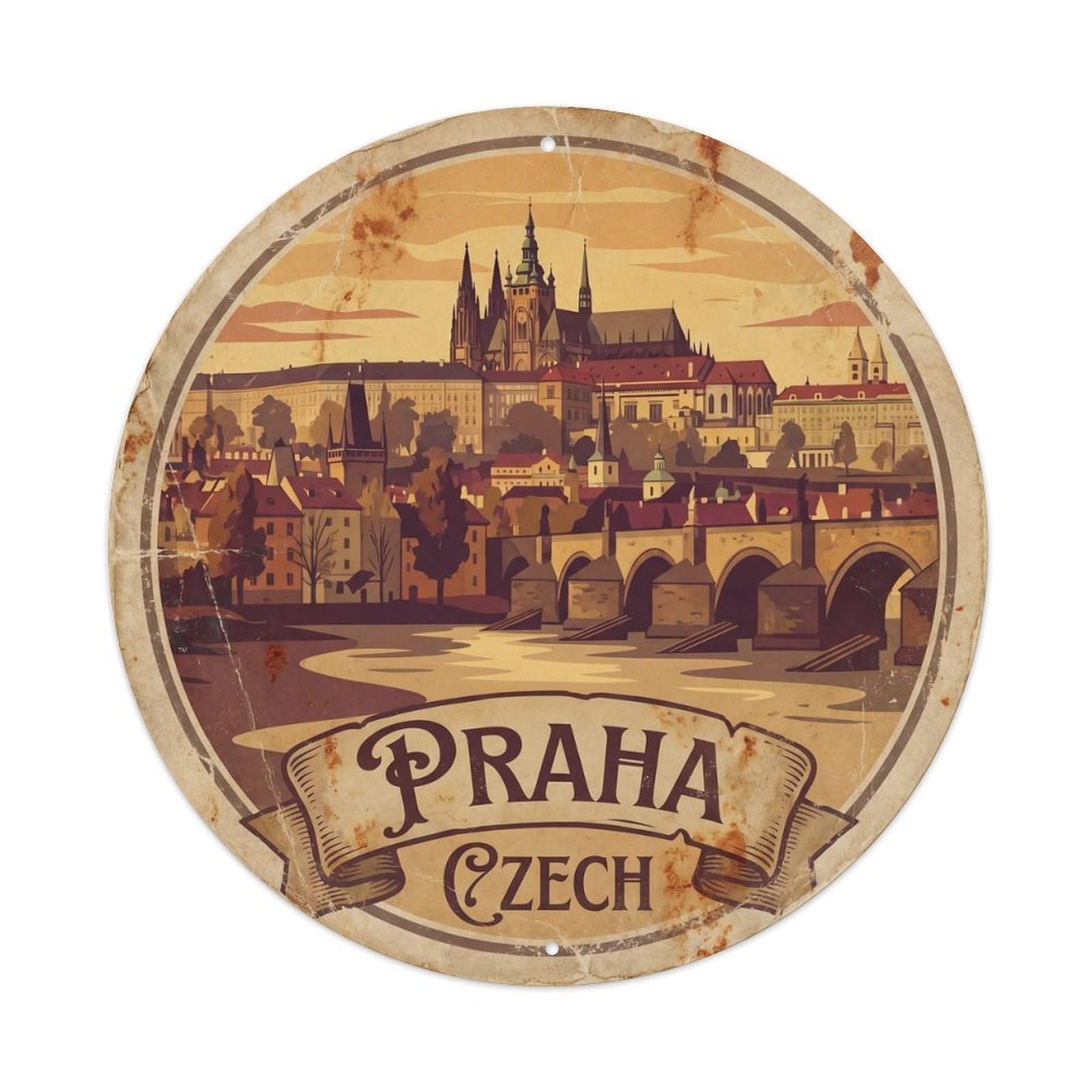 Vintage Travel Prague Castle Bohemia 1 Metal Tin Sign Plaque