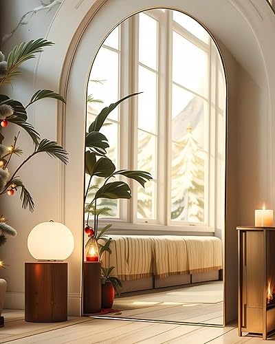 Miniatura 9 de Espejo de longitud completa de 18 x 58 pulgadas, espejo de piso, espejo arqueado de longitud completa con soporte, espejo de pared para dormitorio,