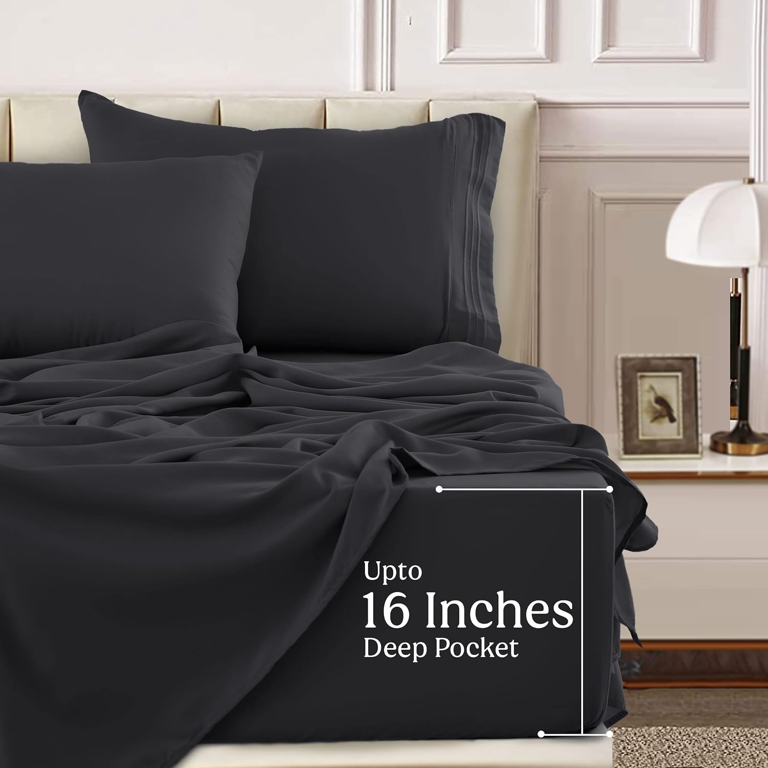 Lux Decor Collection Bed Sheets - 4 Pc Twin Sheets Set - 1800 Thread Count Brushed Microfiber Sheets - 16 Inches Deep Pocket Bedding Sheets & Pillowcases|Lightweight Sheets|Twin Sheets