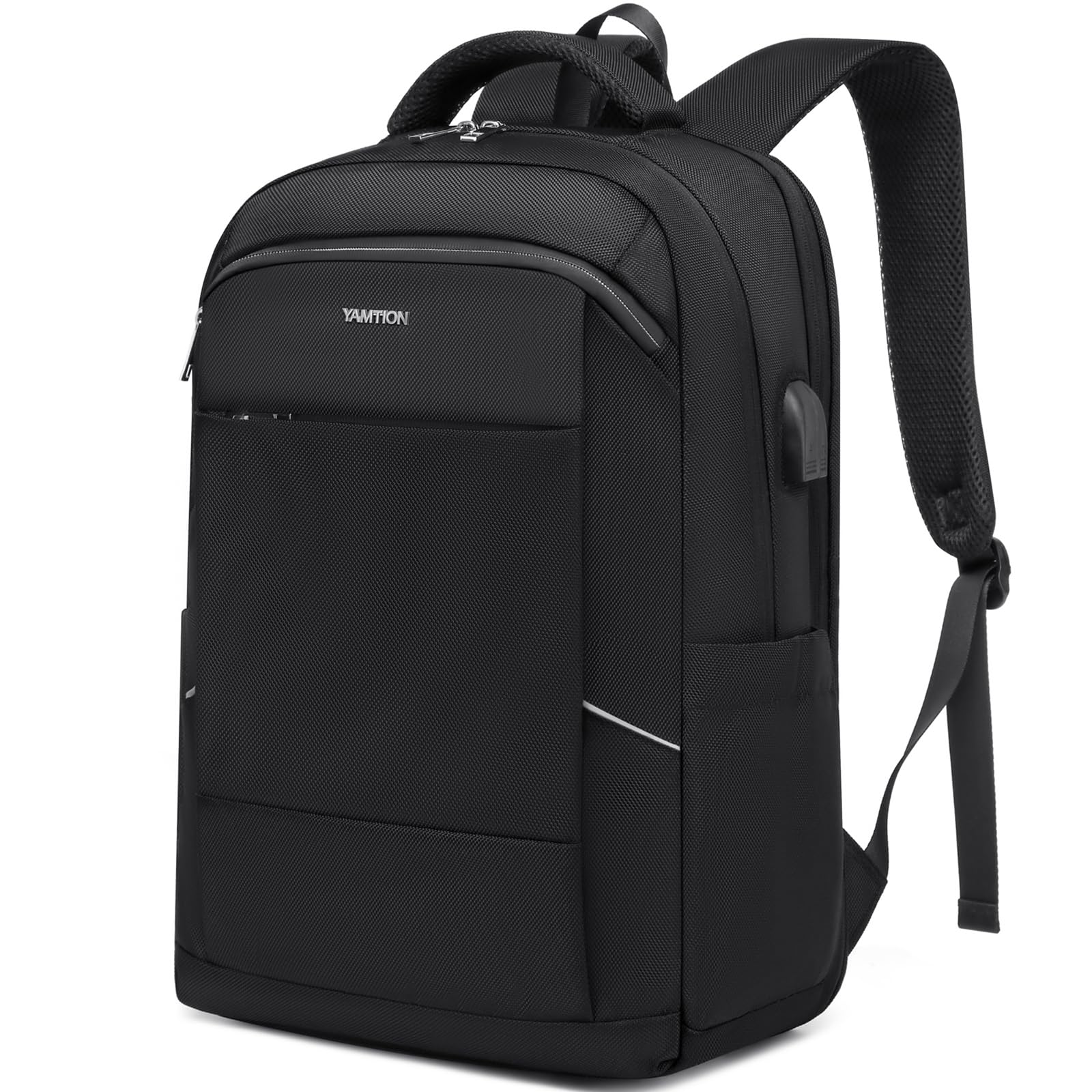 YAMTION Zaino Porta PC,Multitasche Zaino Uomo Impermeabile Borsa Notebook Zaino Università Lavoro Viaggio Ufficio,Zaino Scuola per Ragazzi Adolescenti,TSA Amichevole,Nero