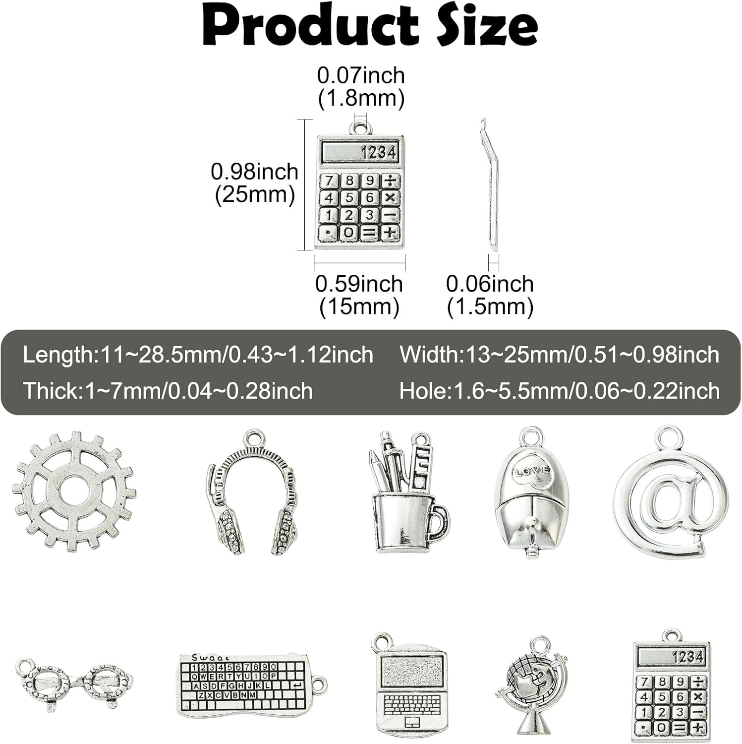 DanLingJewelry 100個 10スタイル クラフト用品 アンティーク シルバー サイエンスチャーム コレクション チベッ