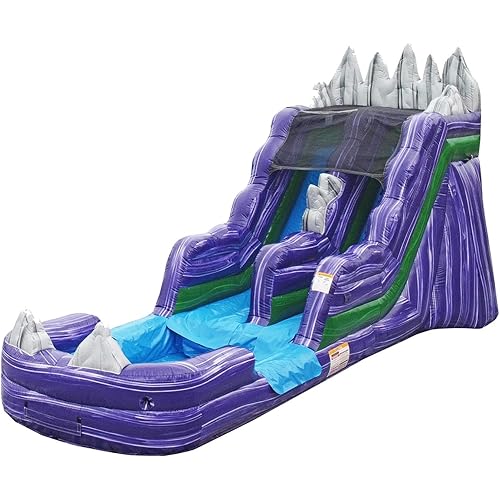 JumpOrange 15’ Dark Night Commercial Grade Water Slide with Splash Pool for Kids and Adults (with Blower), Outdoor Indoor, Wet Dry Use, Tall Inflatable