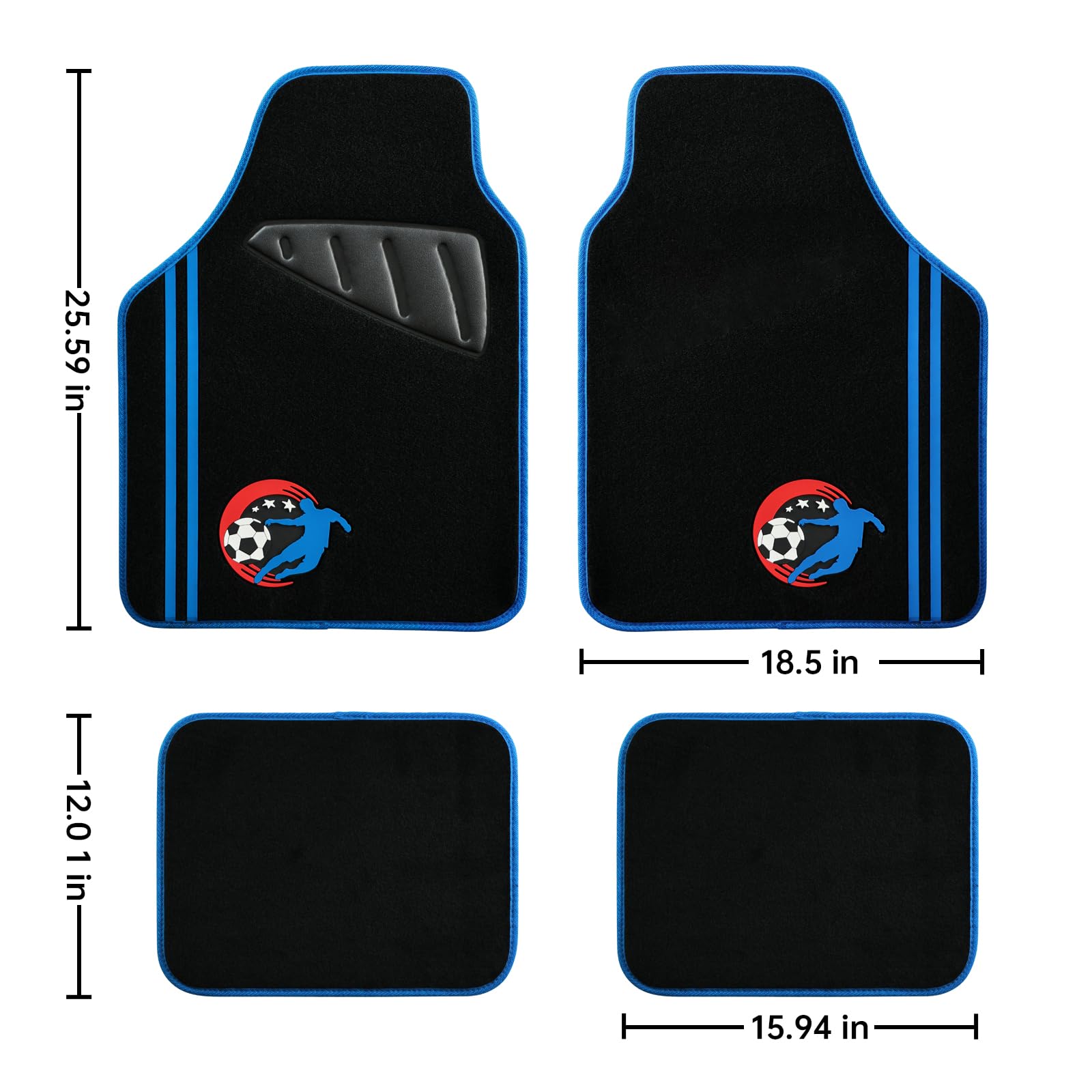 August Auto Universal Soccer and Trim Design Car Floor Mats Understated Nobility Blue Car Floor Mats with Heel — view 2