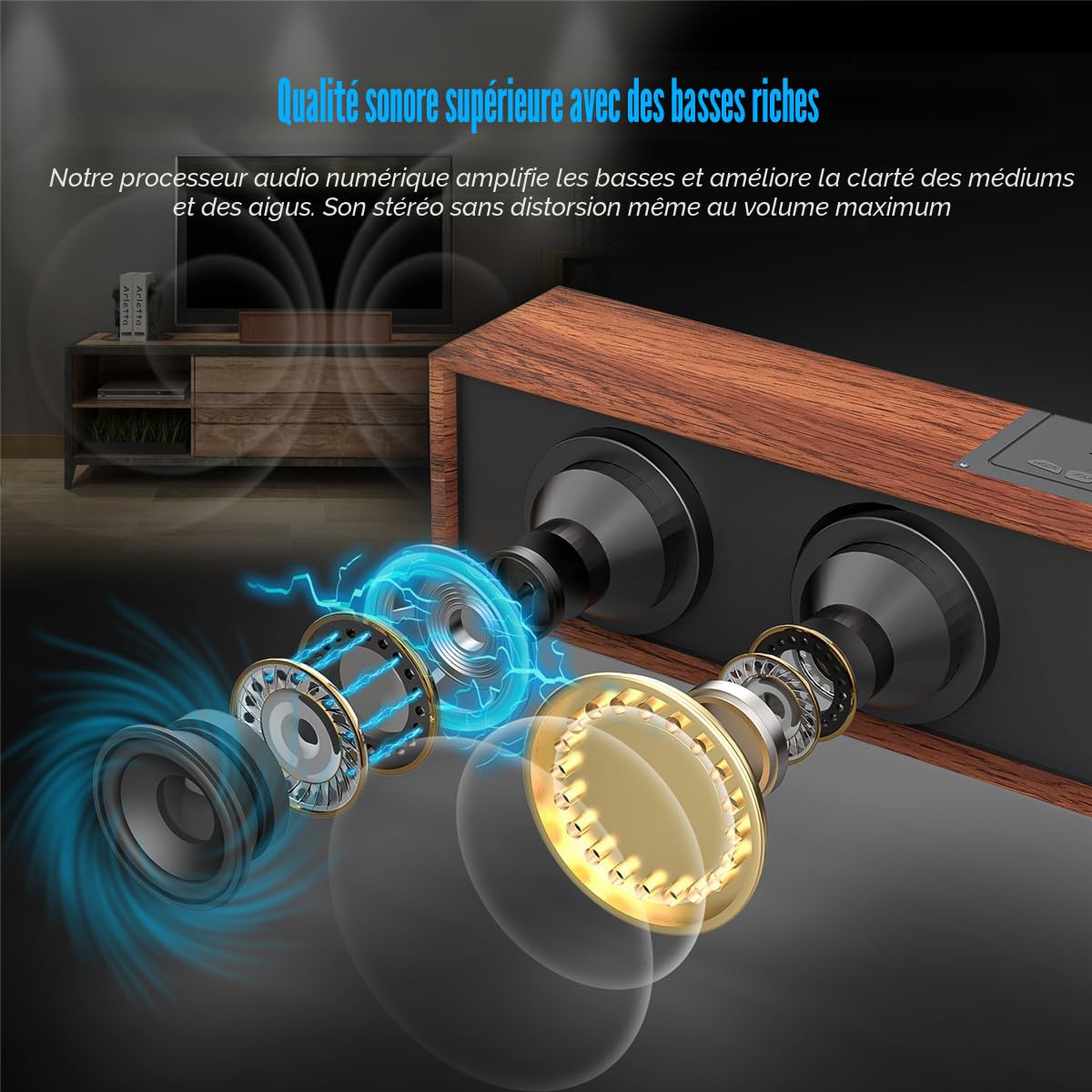 Smalody Haut-Parleur Bluetooth, Haut-parleurs PC sans Fil en Bois rétro