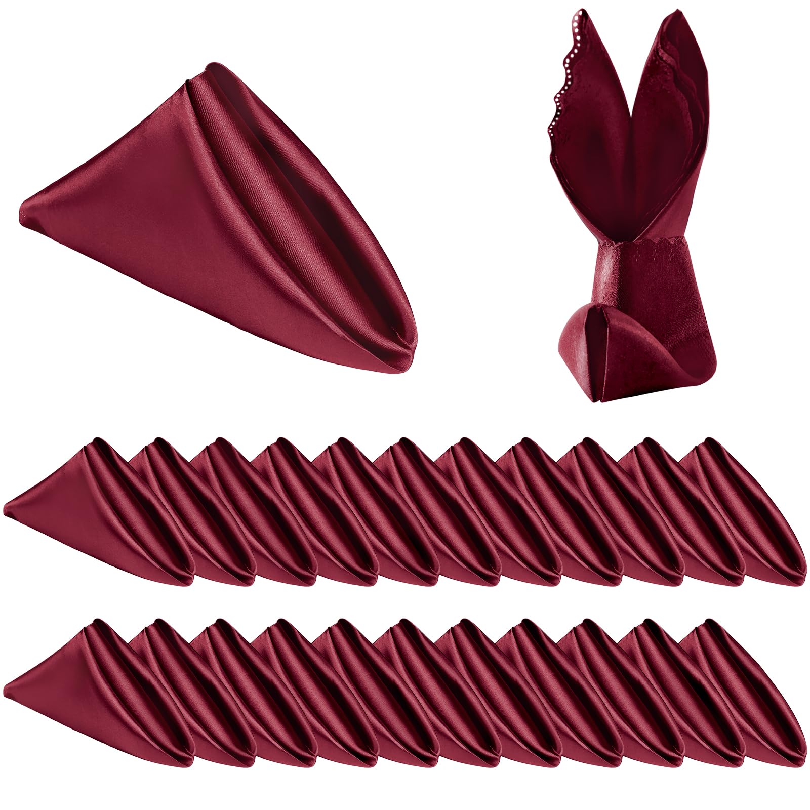 Photo 1 of Homiest Burgundy 17x17 Satin Napkins 24 Pack Scalloped Edge