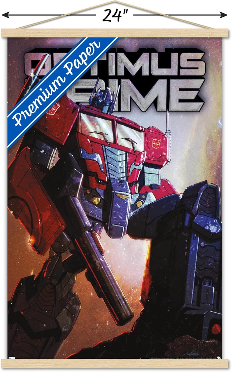 Trends International Hasbro Transformers - Optimus Prime Wall Poster, 22.375" x 34", Premium Print and Beechwood Hanger Bundle
