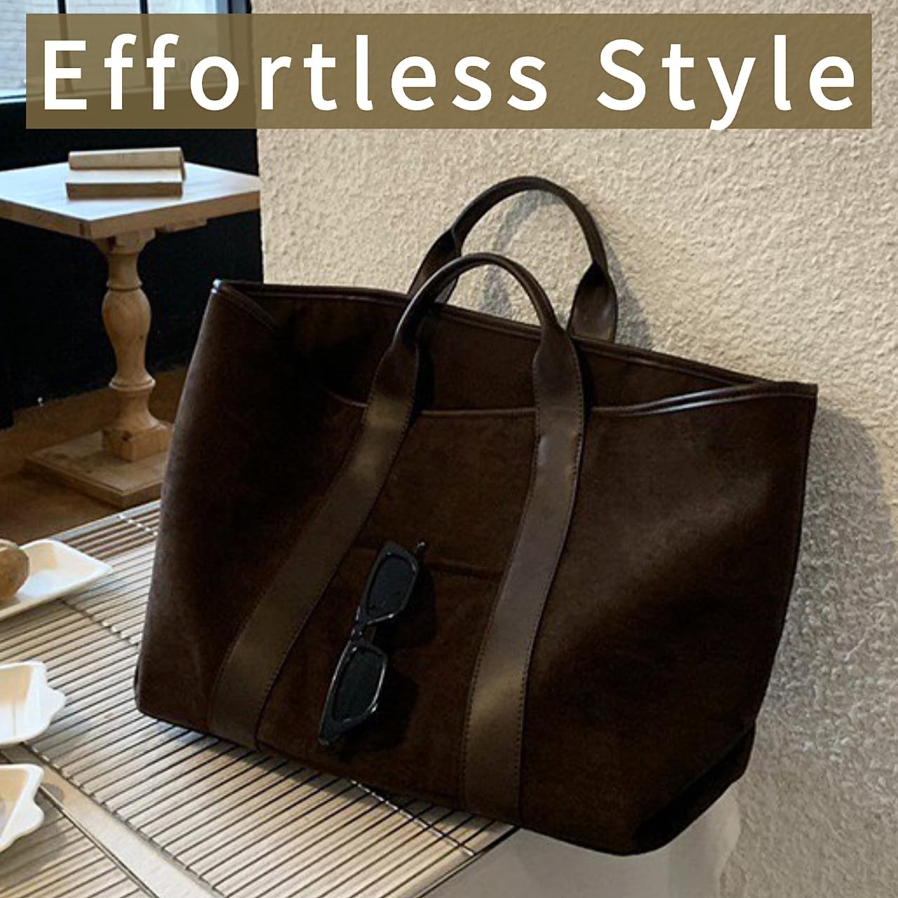 Tote Bag Large Carry All Hobo Handbag Weekender Travel Purse Suede Brown Satchel Sl... - Image 6