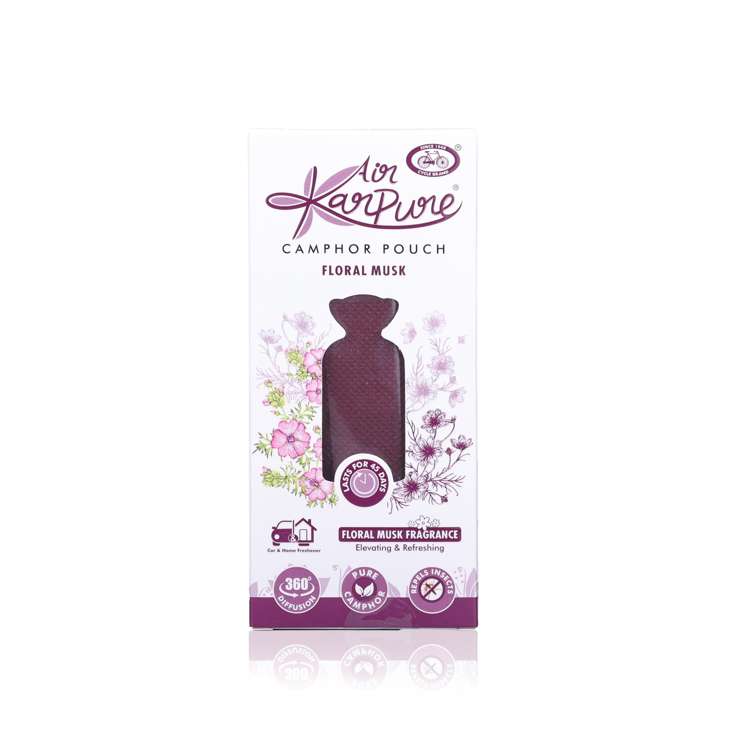 Cycle Pure Karpure Camphor Pouch - Pack of 2 | Air Freshener for Wardrobe, Home, Office, Bathroom, Car | Thulsi, Floral Musk | Lasts up to 45 Days 4