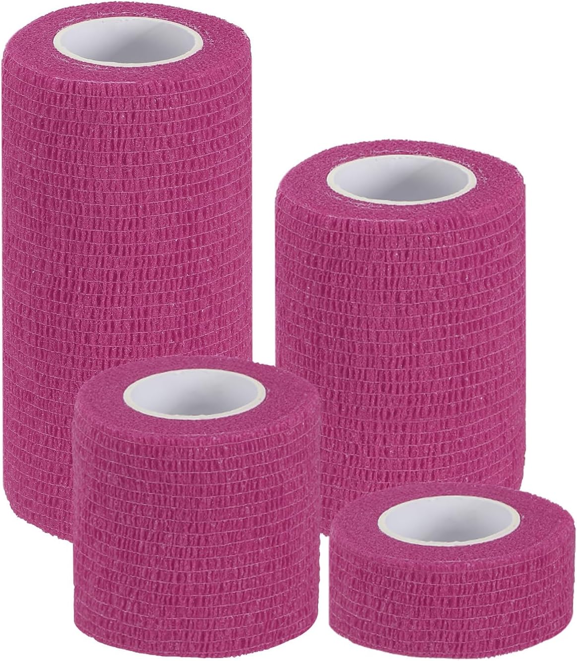 PATIKIL 1"/2"/3"/4" Self Adhesive Bandage Wrap, 4 Pcs 5 Yard Elastic Self Breathable Self Adherent Wrap Tape for Stretch Athletic Sports Wrist Ankle Outdoor Tape, Pink