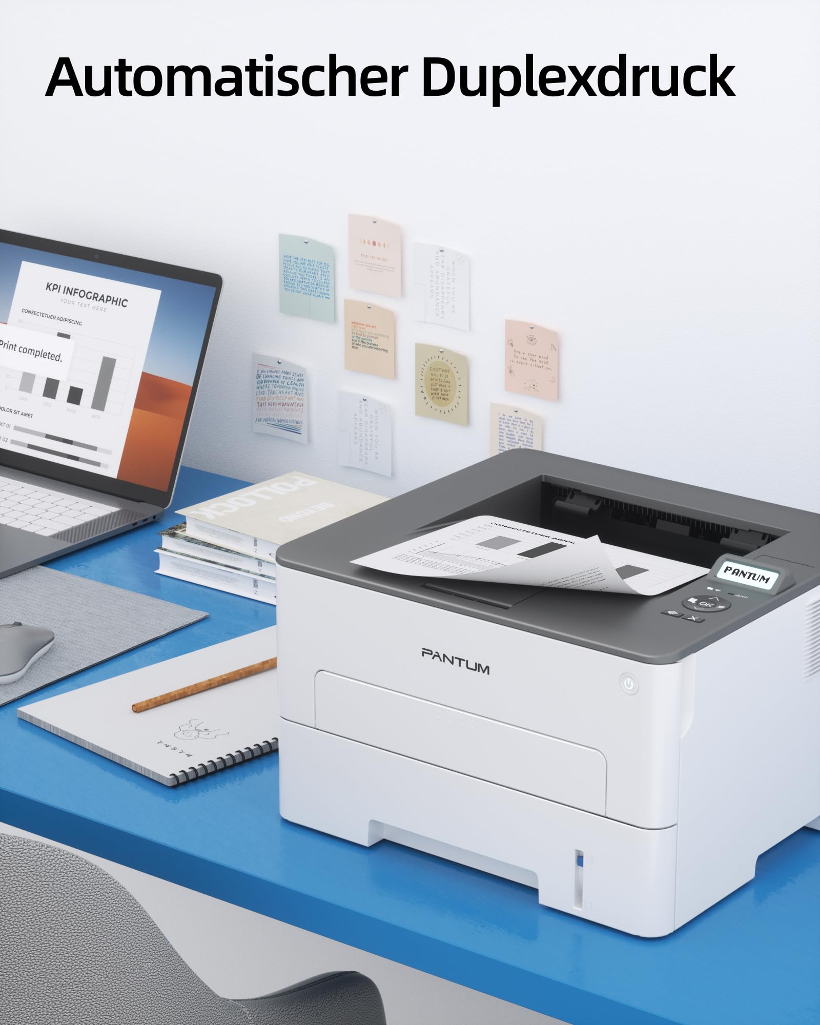 PANTUM P3018DW Laserdrucker Schwarz Weiss, Drucker WLAN/USB/Ethernet, Automatischer Duplexdruck, 30 ppm, Inklusive 1000-Seiten-Starter-Tonerkassette