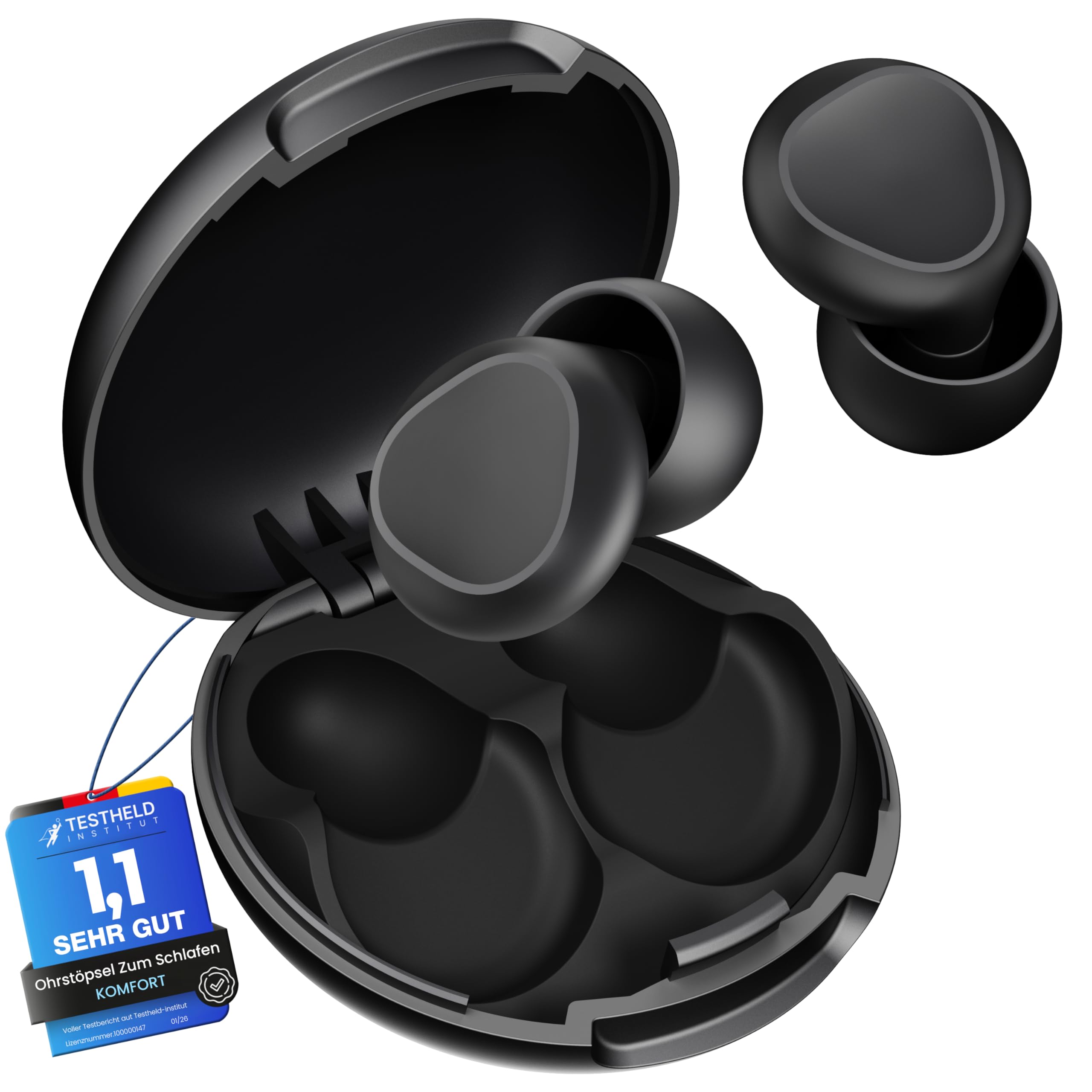 Sokzixx Ohrstöpsel Zum Schlafen - 35 dB Schalldämmung in Laborqualität | SkinFit™-Technologie | Schlafen wie ein Baby | Ideal für Reisen & Konzerte | 4 Größen (XS/S/M/L)