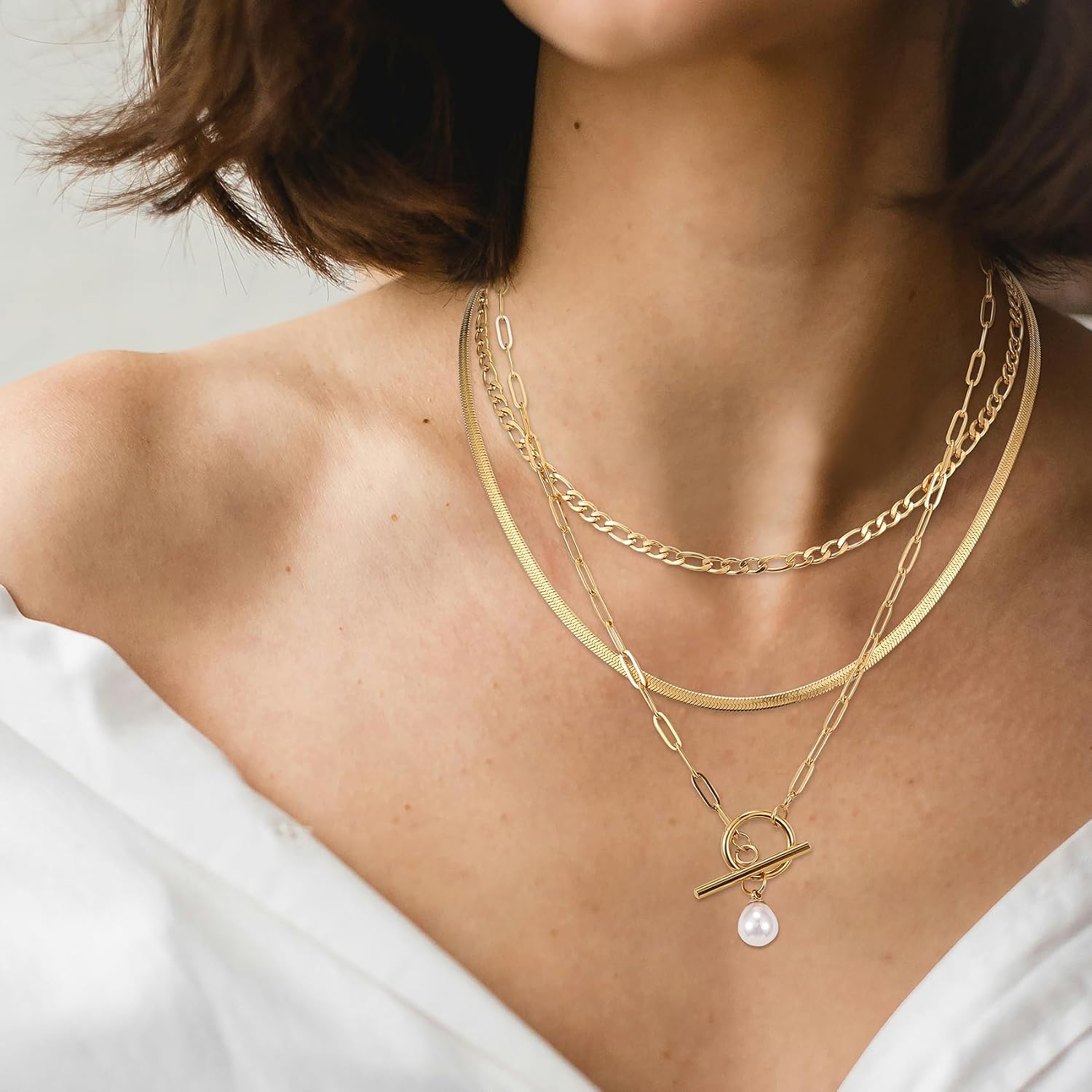 Pearl Necklace for Women Gold Color Waterproof Choker Necklace Freshwater Pearls Pendant Long Necklace Fashion Jewelry image 2