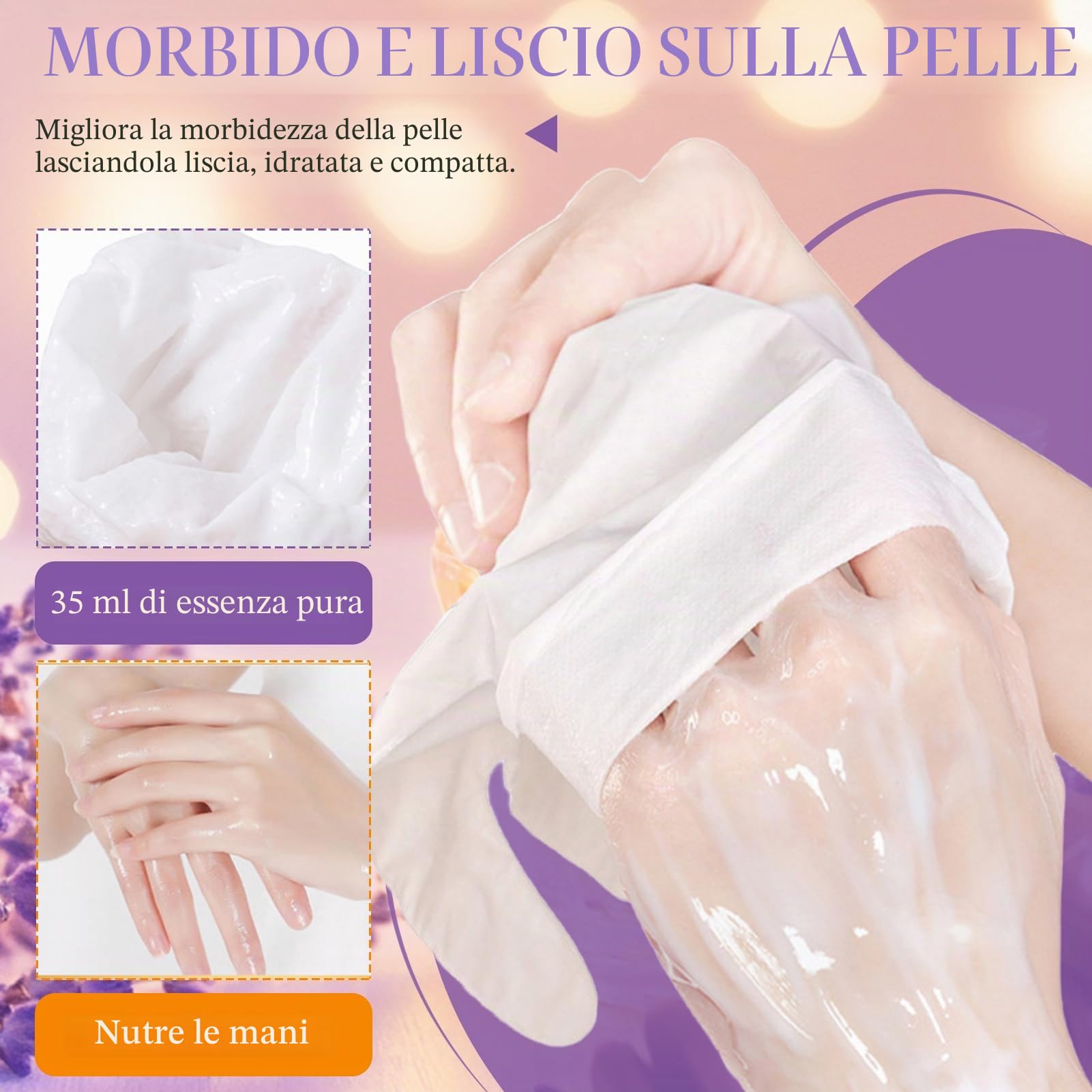 Maschera per Mani,6 Paia Maschera Mani Guanti,Miele e Lavanda Guanti Idratanti,per Invecchiamento Secco e Screpolate,Riparazione Della Pelle Ruvida (Verde)