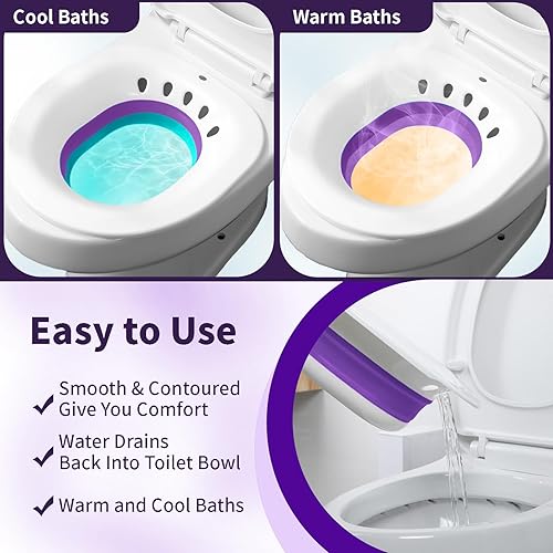 Vista 16 de Baño de asiento para asiento de inodoro, hemorroides y cuidado posparto - Asiento de vapor Yoni - Mujeres embarazadas y cuidado perineal, kit de Azul