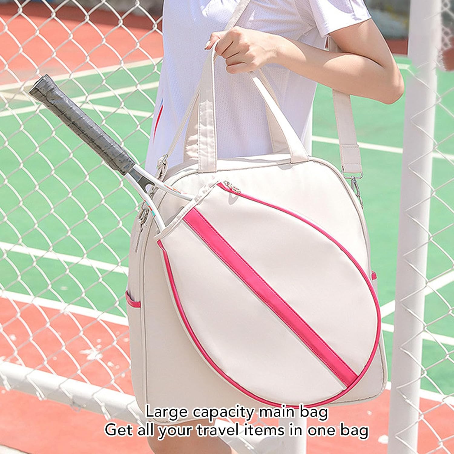 Badminton Shoulder Bag Large Capacity Fabric, Dry Wet Separation, Roseate - Water, Versatile Carry Options, Stylish Design for Sports Enthusiasts