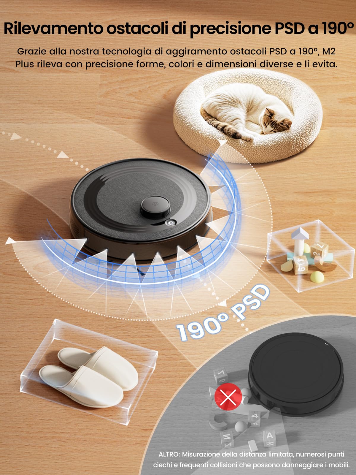 LEFANT M2 Plus Robot Aspirapolvere Lavapavimenti 3-in-1 con Stazione di Raccolta 2,2L, Navigazione Laser dToF + PSD, 6000Pa, Pulizia Personalizzata, WiFi/App/Alexa