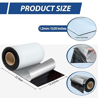BXI Fluorocarbon Film Asphalt Waterproof Tape, 12 Inches X 32 Feet, Weatherproof Sealing Membrane, Self-Adhesive SBS Modified Bitumen Flashing Sealant Patch, Seam Leak for Roof Window Driveway Repair
