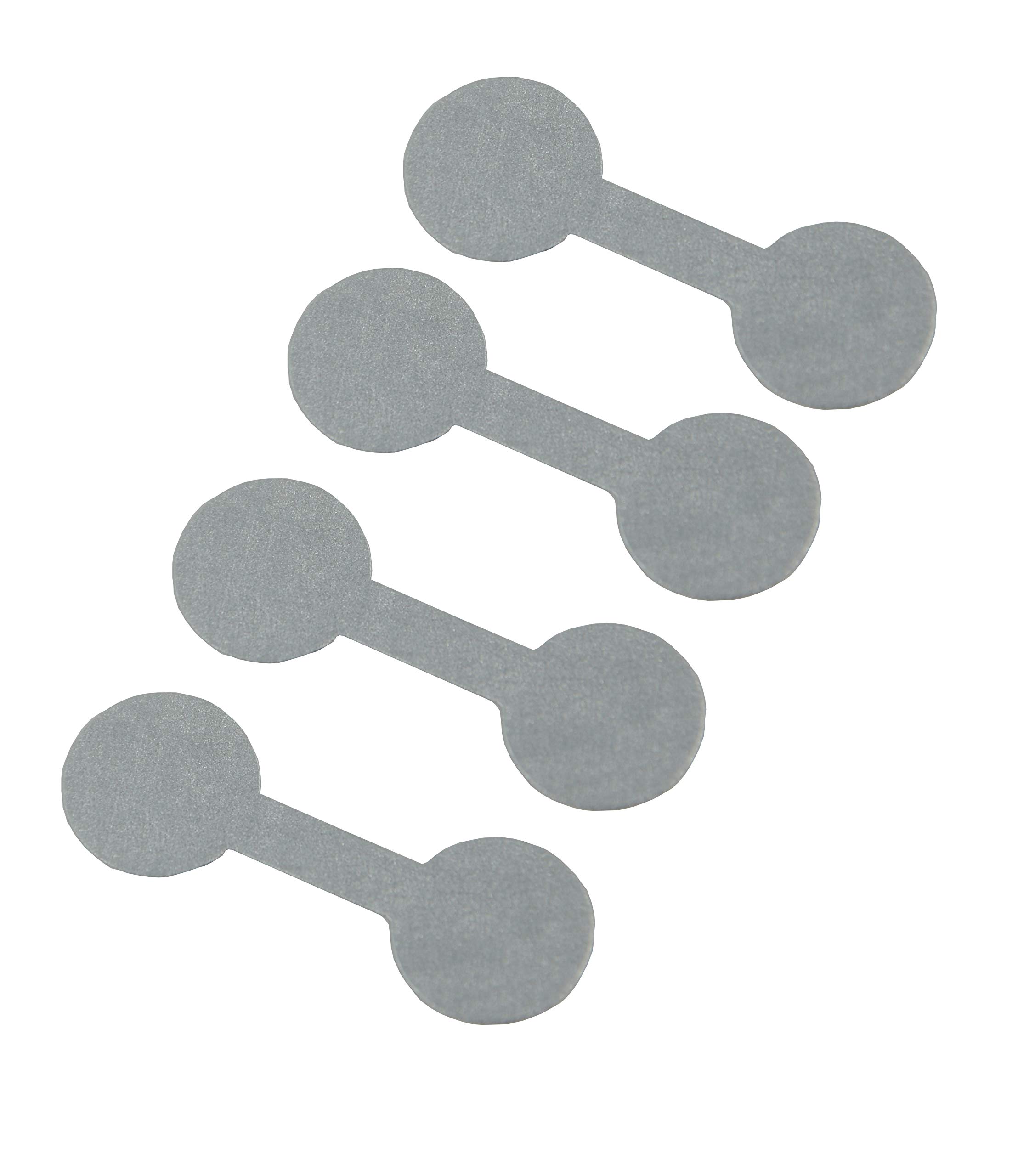 Tyvek 1000 Jewellery Dumbell Labels Round Repair Price & Identification Barbell Tags - Tear Proof Ring Chain Cord Adhesive Labelling (Silver)