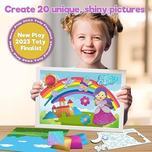 Miniatura 2 de SOOVSY Kit de arte divertido de papel de aluminio de princesas y unicornios para niños, arte de aluminio para niños, manualidades, actividad