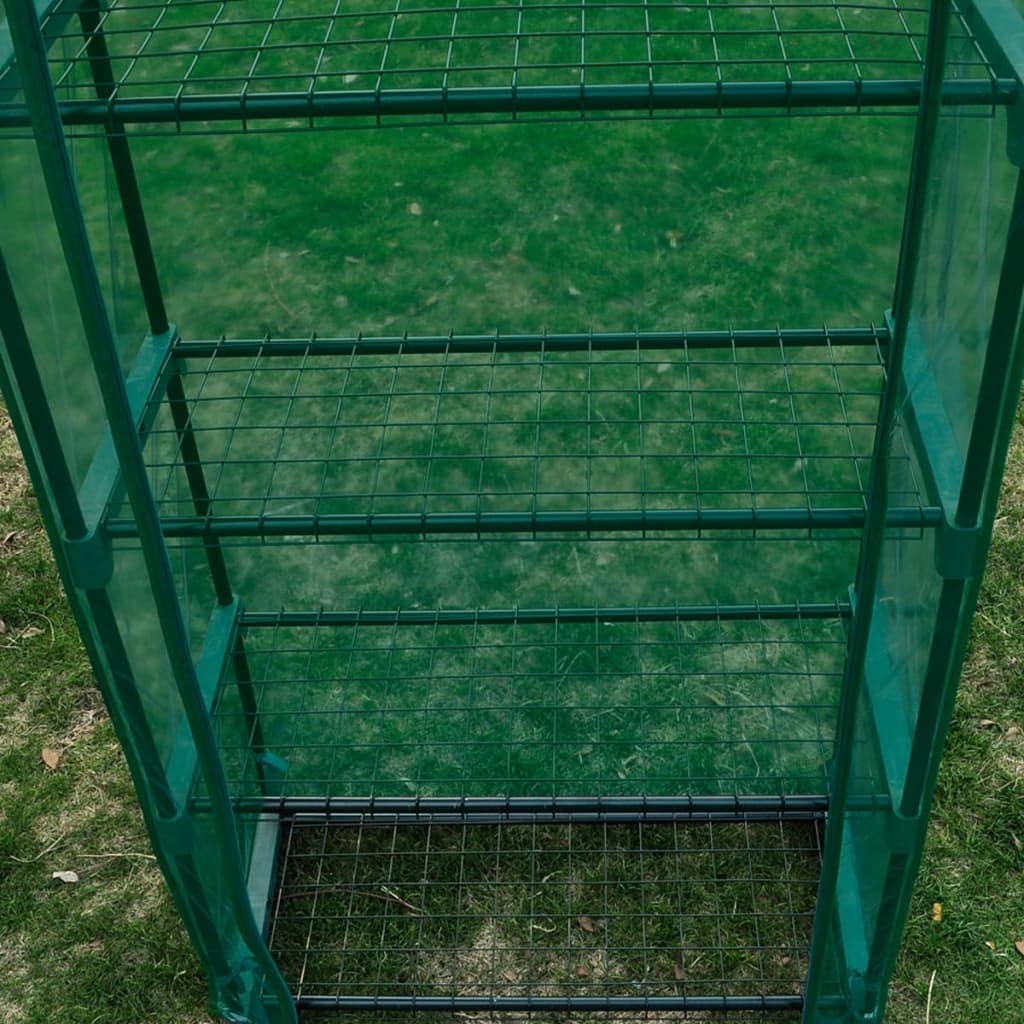 Szklarnia Amatorska Ogrodnictwo 69x32x160 cm 4 półki | Zamek błyskawiczny, przezroczysta zielona osłona, stalowa rama rurowa, odporna na promieniowanie UV i żel