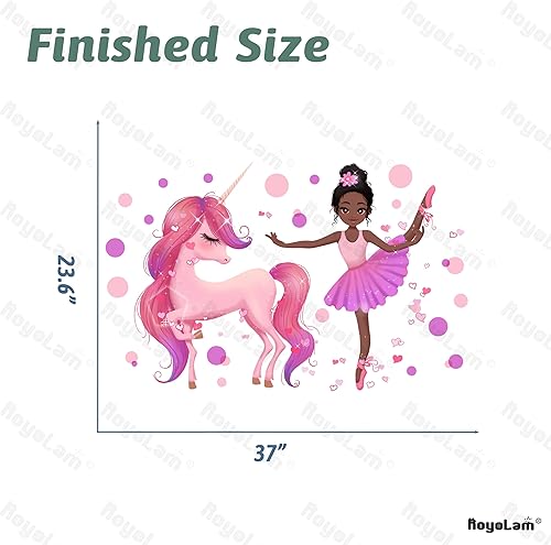 Miniatura 5 de Calcomanías de pared negras de ballet con unicornio, calcomanías de pared para guardería, preescolar, para niños, bebés, niñas, removibles, despegar